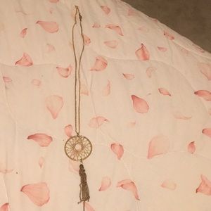 Long Gold Dream Catcher Necklace